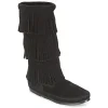 outlet Minnetonka – CALF HI 3 LAYER FRINGE BOOT Noir 22